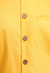 Men Yellow Cotton Solid Waistcoat