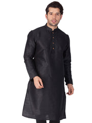 Men's Black Bangalori Silk Solid Kurta Pajama Set