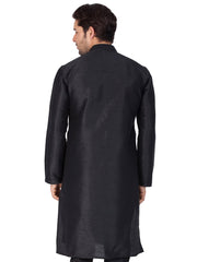 Men's Black Bangalori Silk Solid Kurta Pajama Set