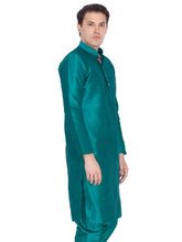 Men's Teal Solid Bangalori Silk Kurta Pajama Set