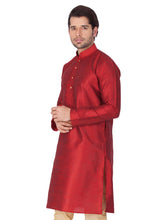 Men's Red Solid Bangalori Silk Kurta Pajama Set