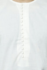 Men's White Solid Tunic Cotton Kurta Pajama Set