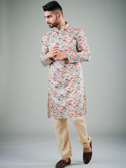 Men's Multi Solid Tunic Cotton Kurta Pajama Set
