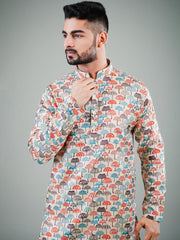 Men's Multi Solid Tunic Cotton Kurta Pajama Set