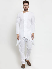 Men's White Tunic Solid Cotton Kurta Pajama Set