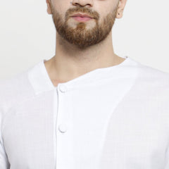 Men's White Tunic Solid Cotton Kurta Pajama Set