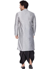 Men's Grey Solid Bangalori Silk Kurta Pajama Set