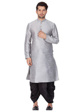 Men's Grey Solid Bangalori Silk Kurta Pajama Set