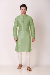 Ensemble pyjama Kurta en coton tissé vert clair pour homme