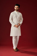 Ensemble pyjama Kurta en coton blanc pour homme