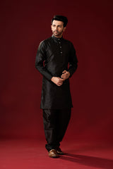 Ensemble pyjama Kurta en coton noir pour homme