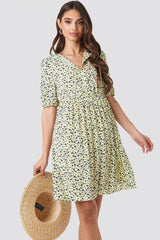 Short Sleeve Pleated Skirt Dress