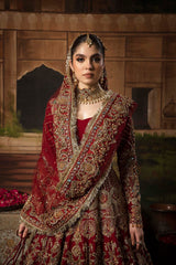 Red Color Raw Silk Embroidered Ready to Wear Bridal Indian Traditional Lehenga Choli For Women