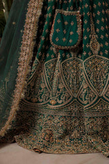 Green Colored Raw Silk Hand work Ready to Wear Indian Traditional Lehenga Choli For Women