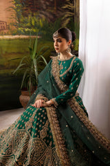 Green Colored Raw Silk Hand work Ready to Wear Indian Traditional Lehenga Choli For Women