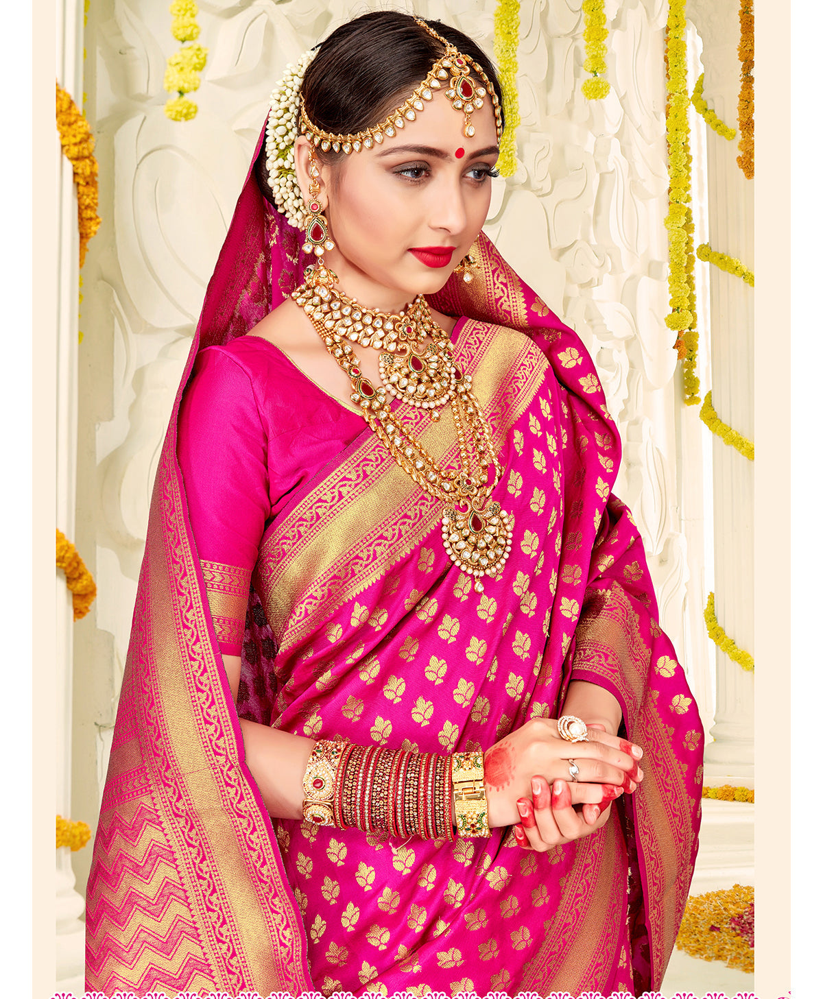 Pink Banarasi Art Silk Woven Saree