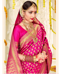 Pink Banarasi Art Silk Woven Saree