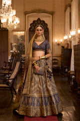 Dark Blue Colored Silk Sparkle Work Traditional Lehenga Choli For Women