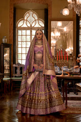 Lavender Colored Silk Sparkle Work Traditional Lehenga Choli For Women