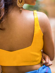 Yellow Raw Silk Sleeveless Solid Blouse