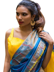 Yellow Raw Silk Sleeveless Solid Blouse