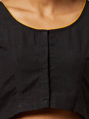 Black Cotton Half Sleeve Solid Blouse