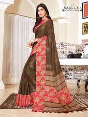 Grey Linen Printed Saree