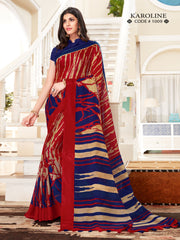 Red Linen Printed Saree