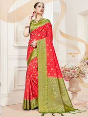 Red Banarasi Art Silk Woven Saree