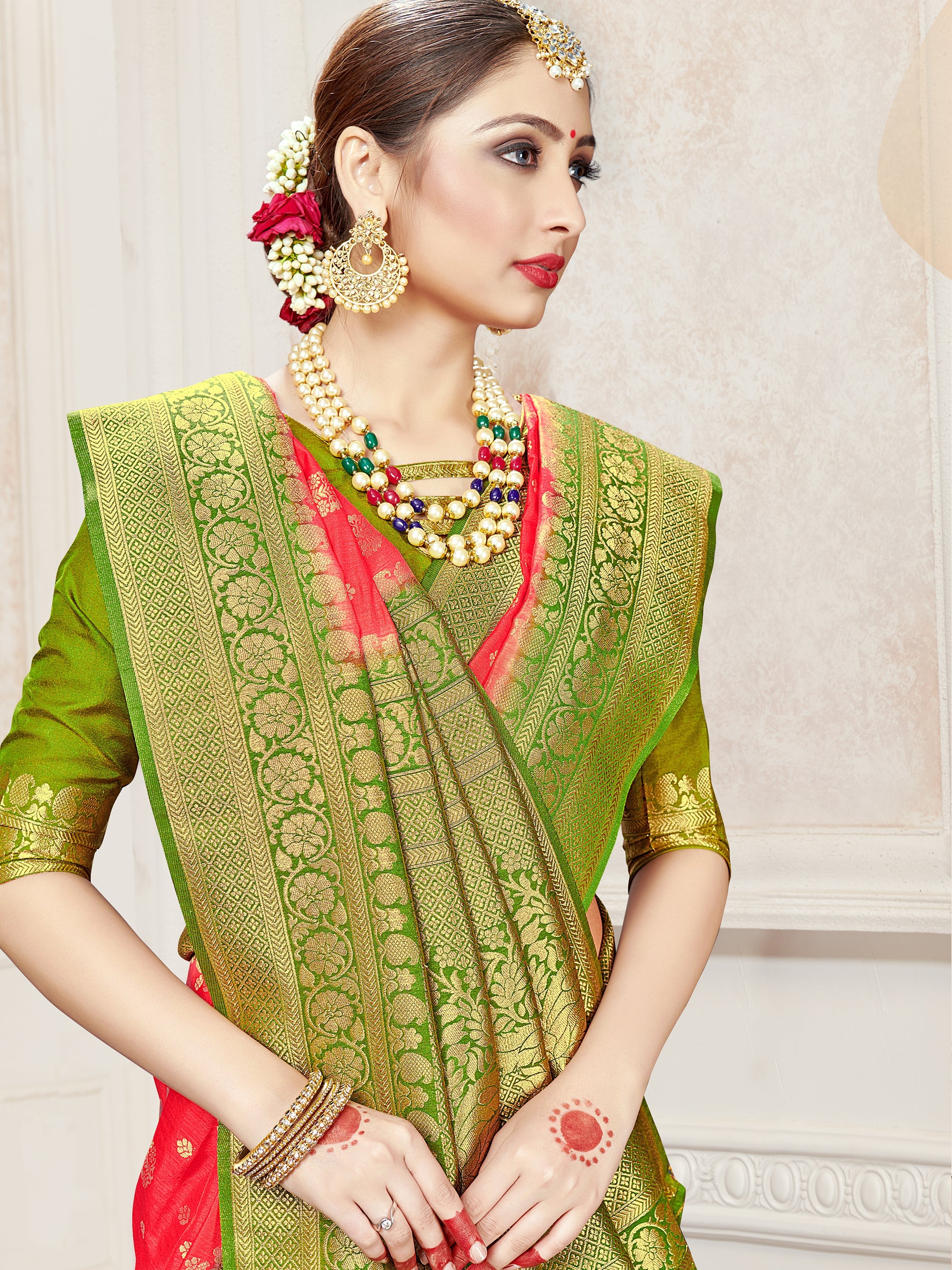 Red Banarasi Art Silk Woven Saree