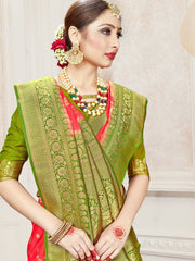 Red Banarasi Art Silk Woven Saree