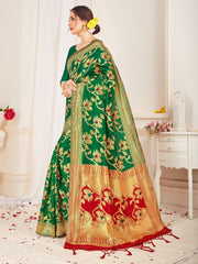 Green Banarasi Art Silk Woven Saree