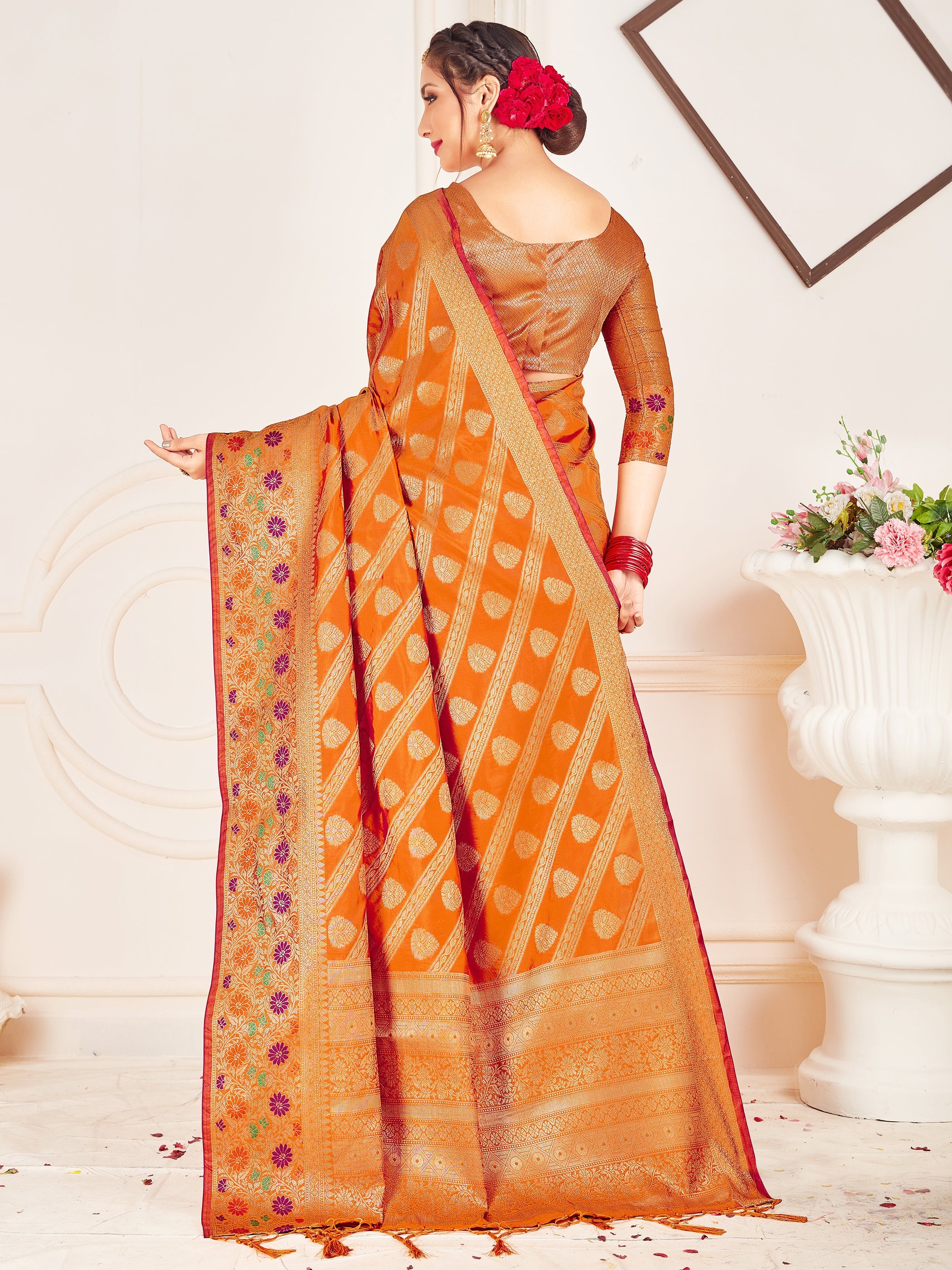 Mustard Banarasi Art Silk Woven Saree