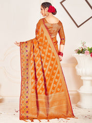 Mustard Banarasi Art Silk Woven Saree