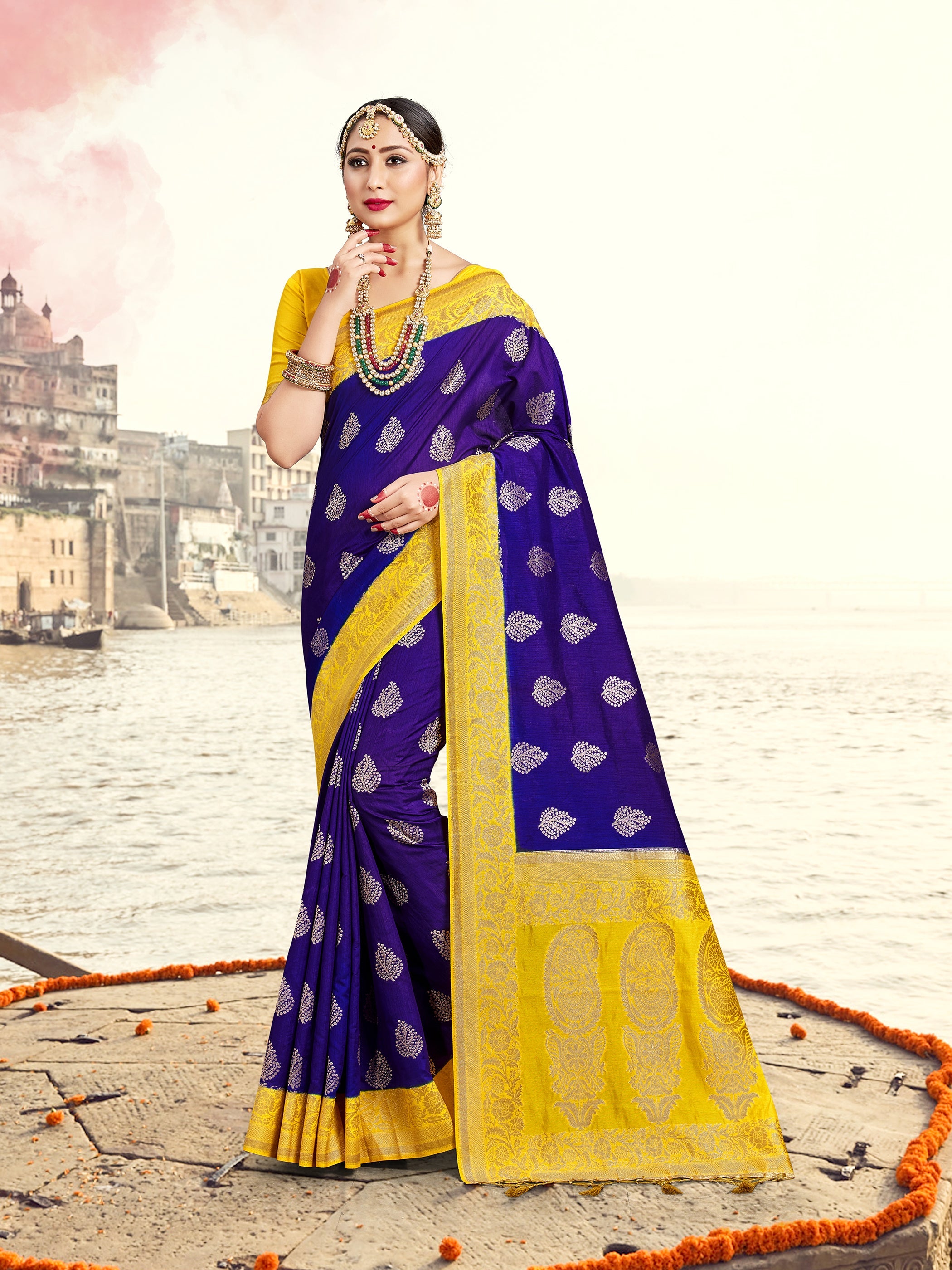 Purple Banarasi Art Silk Woven Saree