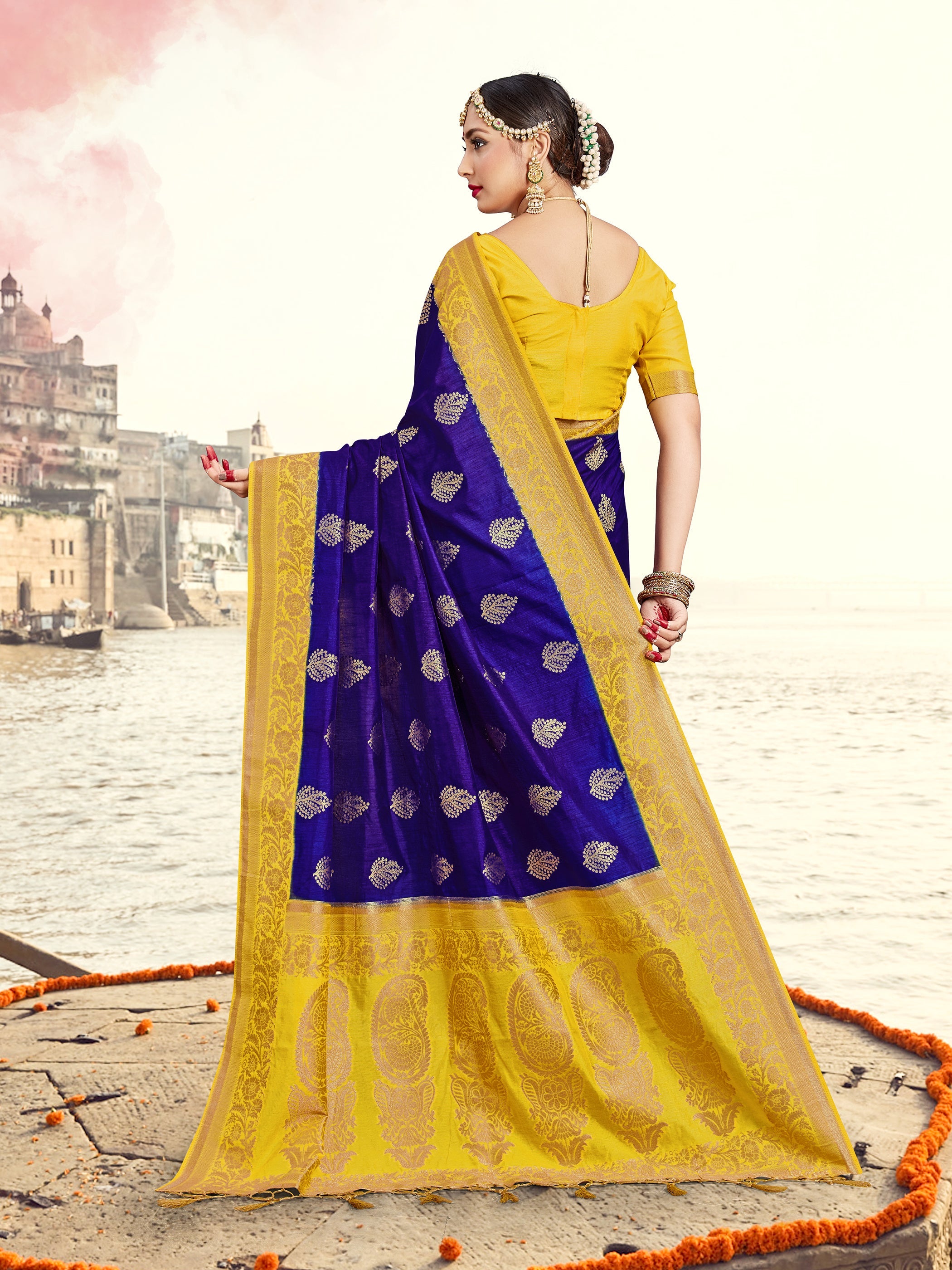 Purple Banarasi Art Silk Woven Saree
