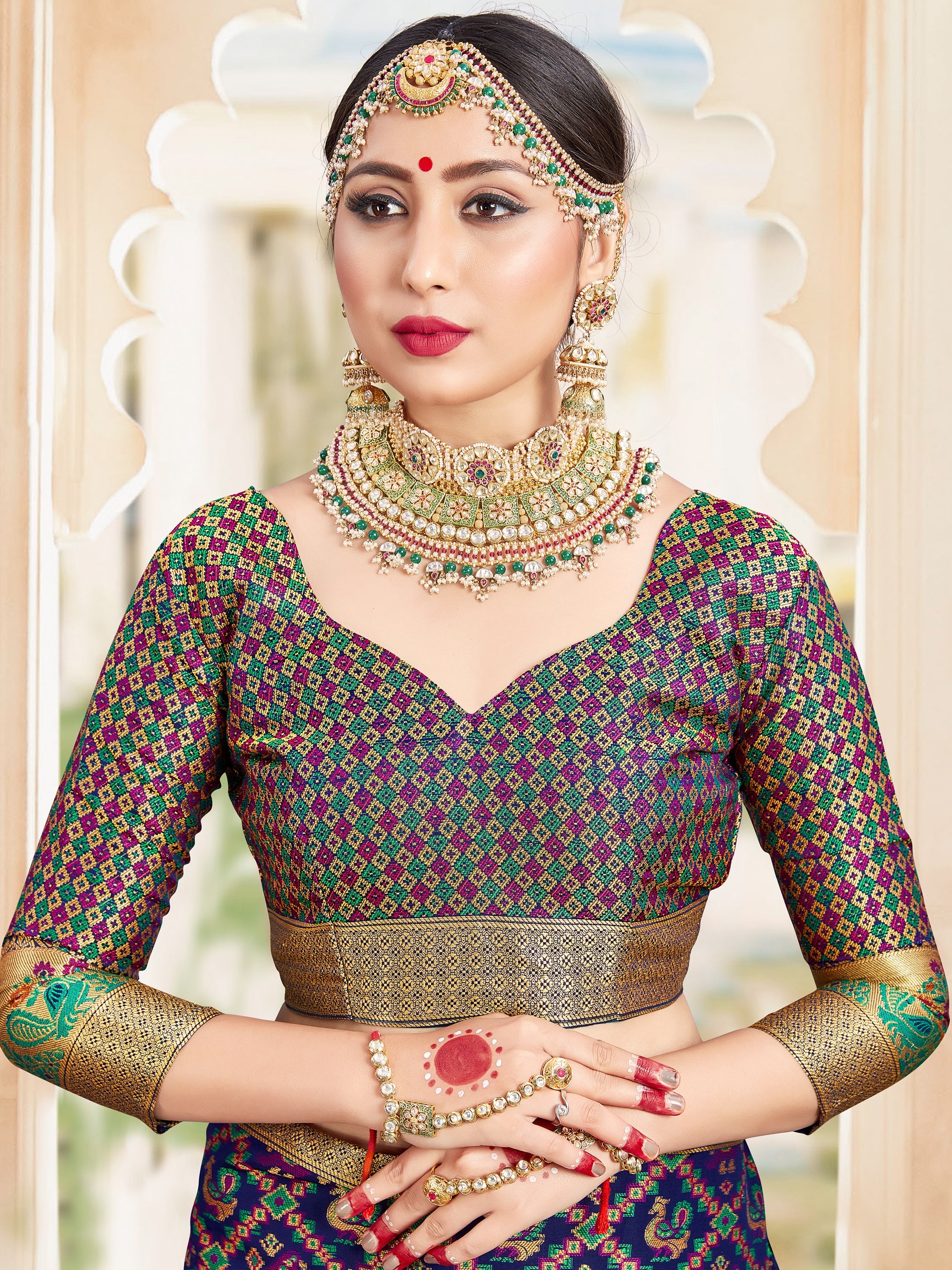 Navy Blue Banarasi Art Silk Woven Saree