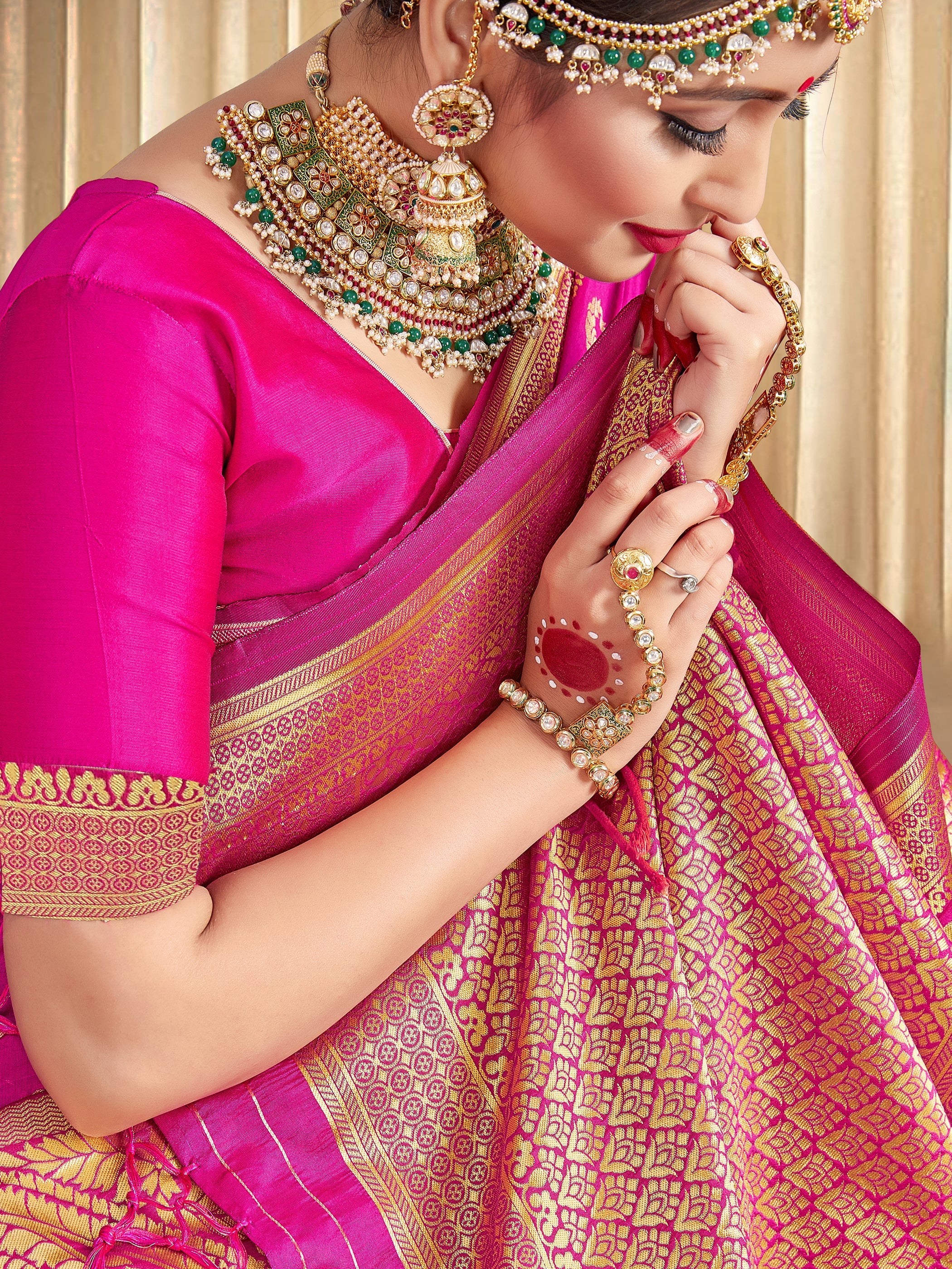 Pink Banarasi Art Silk Woven Saree