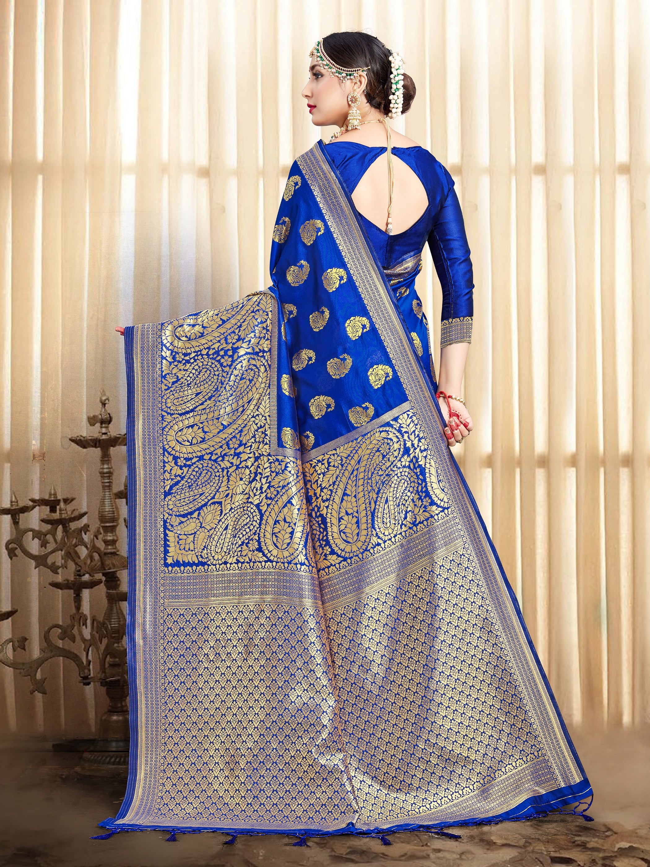 Blue Banarasi Art Silk Woven Saree