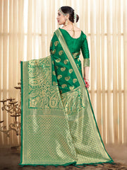 Green Banarasi Art Silk Woven Saree