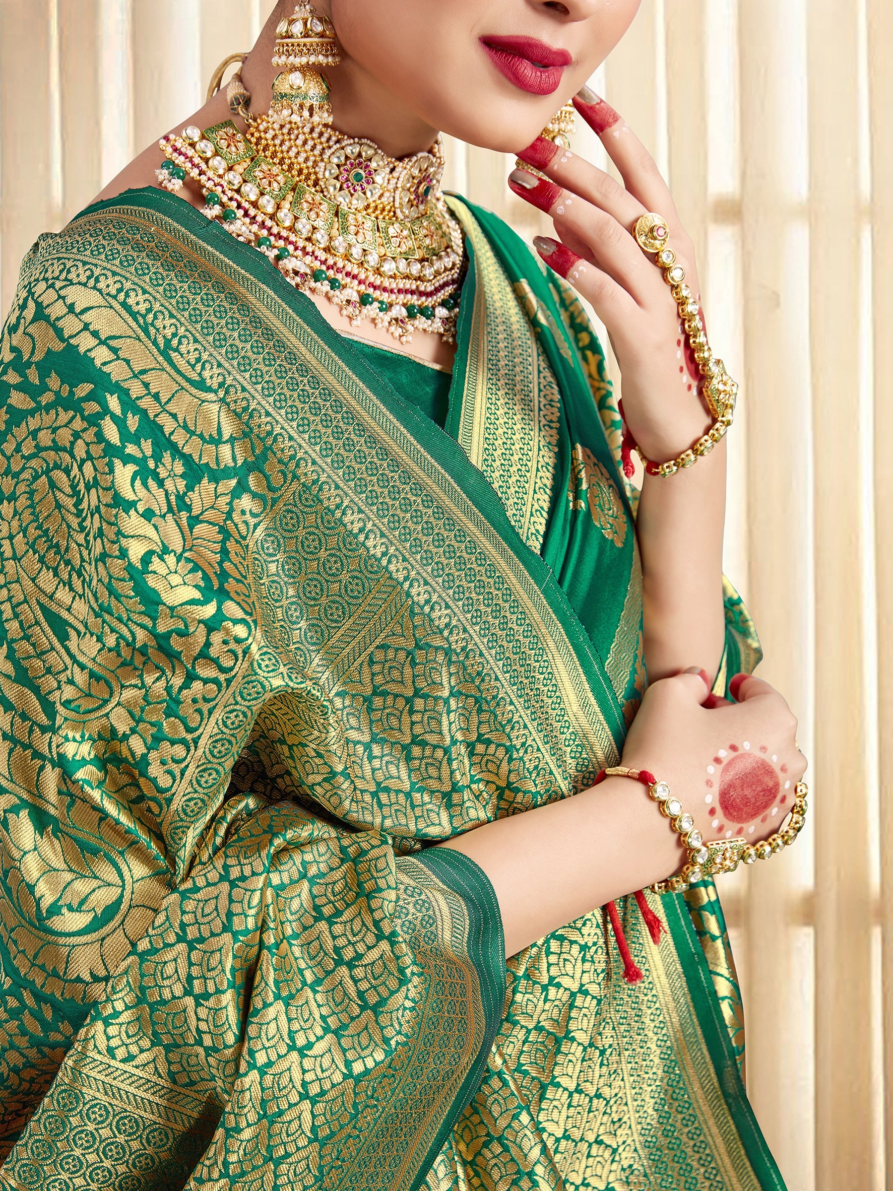 Green Banarasi Art Silk Woven Saree