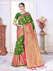 Green Banarasi Art Silk Woven Saree