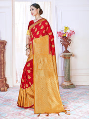 Red Banarasi Art Silk Woven Saree