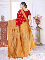 Red Banarasi Art Silk Woven Saree