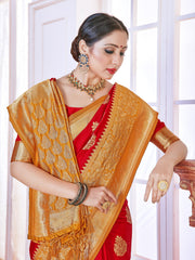 Red Banarasi Art Silk Woven Saree