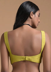 Yellow Banglori Silk Strap Solid Blouse