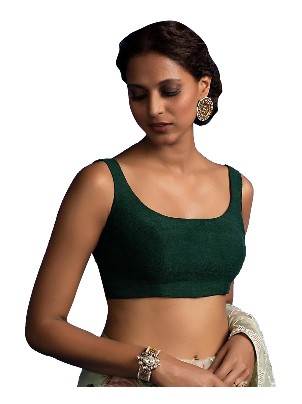 Green Banglori Silk Strap Solid Blouse