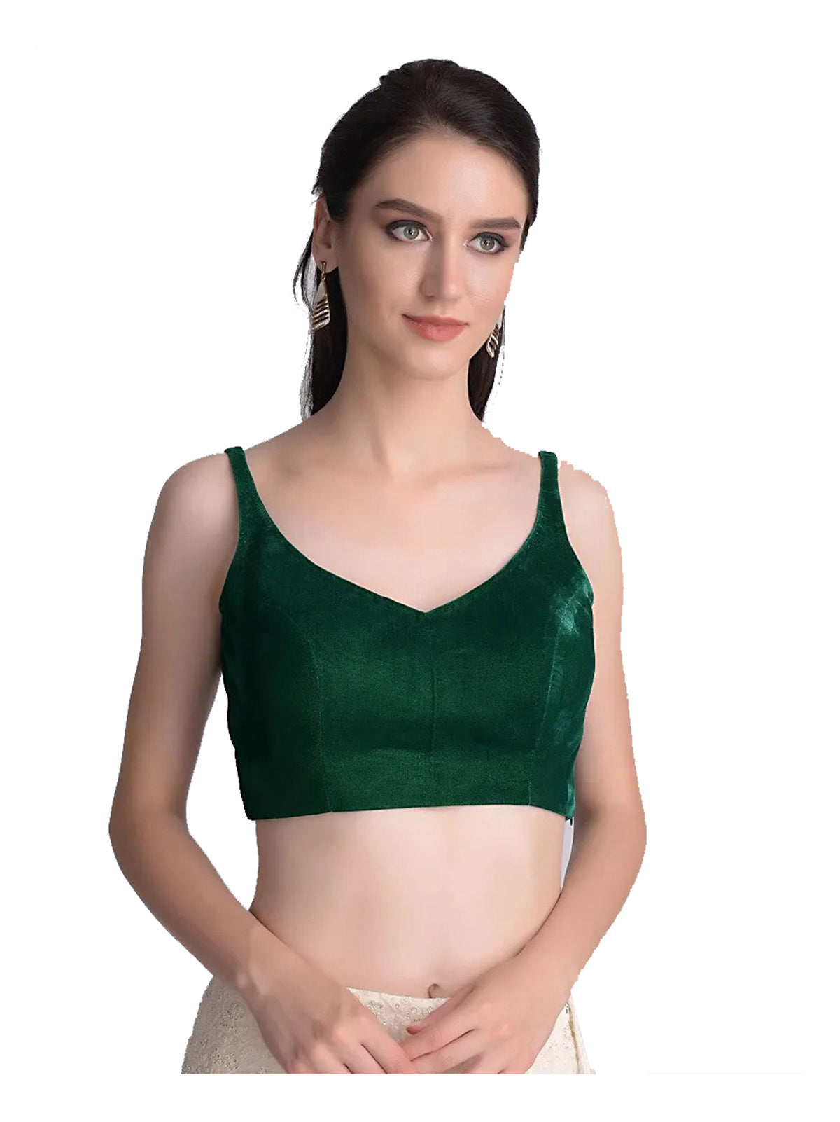 Green Banglori Silk Strap Solid Blouse