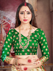 Off White Banarasi Art Silk Woven Saree