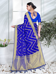 Blue Organza Silk Chevron Woven Saree